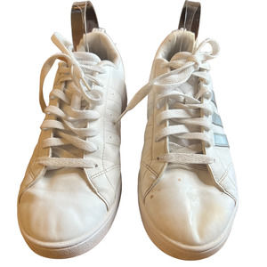 ADIDAS VS Advantage White /Silver Metallic /Gray Leather Sneakers, Size 10